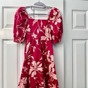 Express Red and Pink Floral Mini Dress